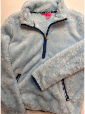 Lilly Pulitzer Fuzzy Sherpa Quarter Zip Teddy Fleece Women’s Medium Soft Cozy